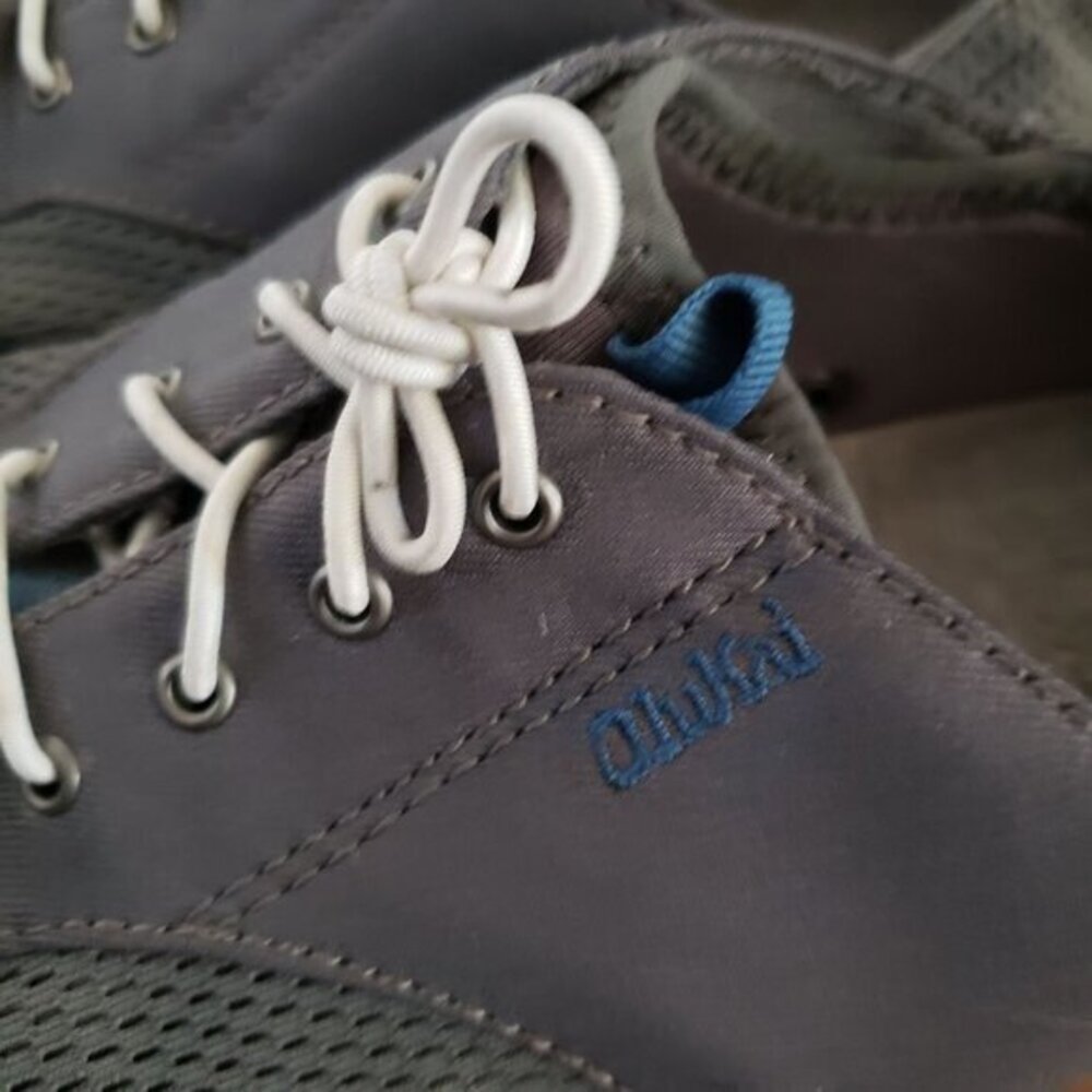 Olukai Nohea Moku Mens Boat Shoes Gray Grey Pre-Owned Size 8 - Picture 4 of 16